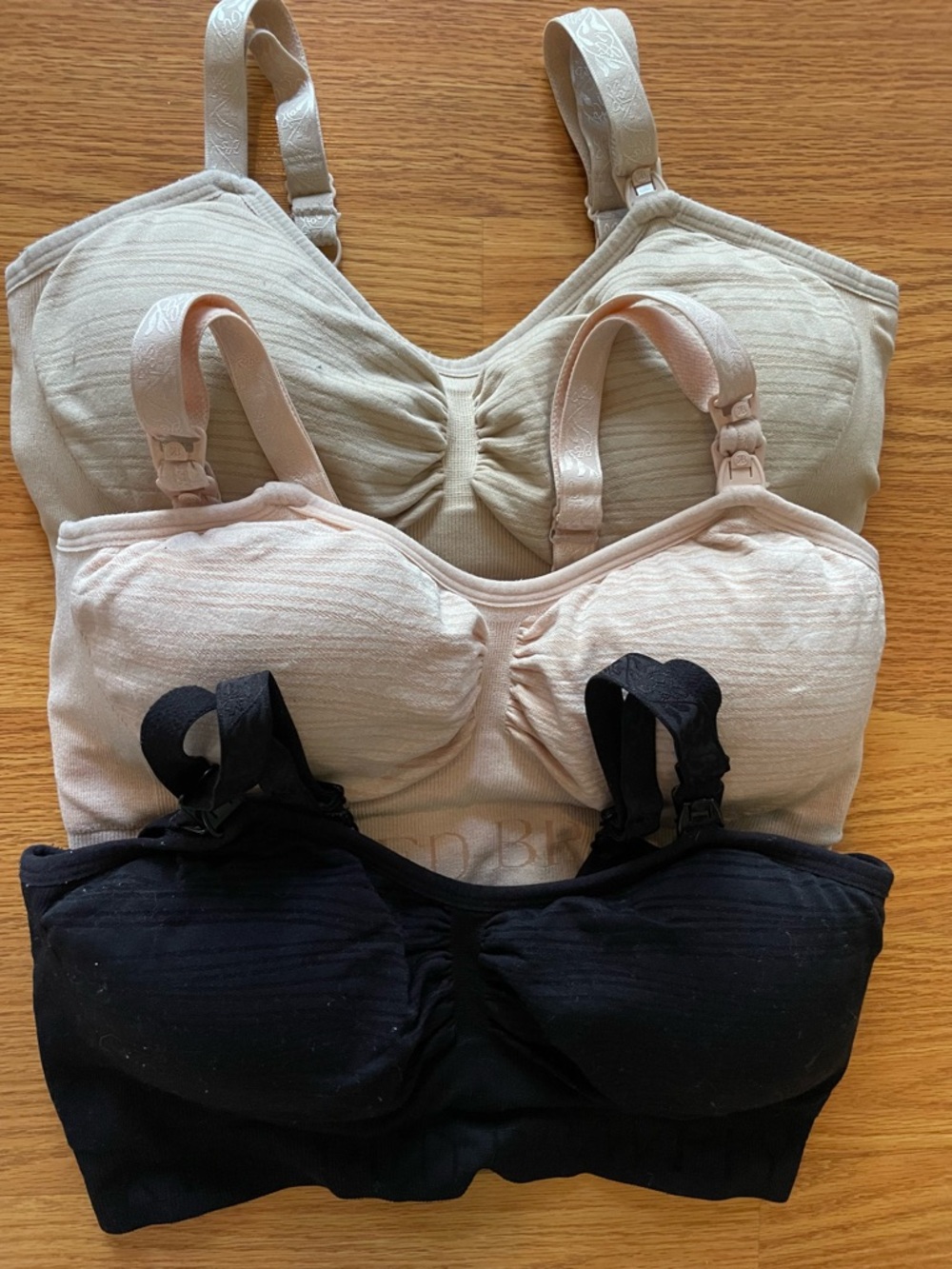 Kindred Bravely 3-Pack Seamless Nursing Pumping Bras - Beige, Light Pink, Black